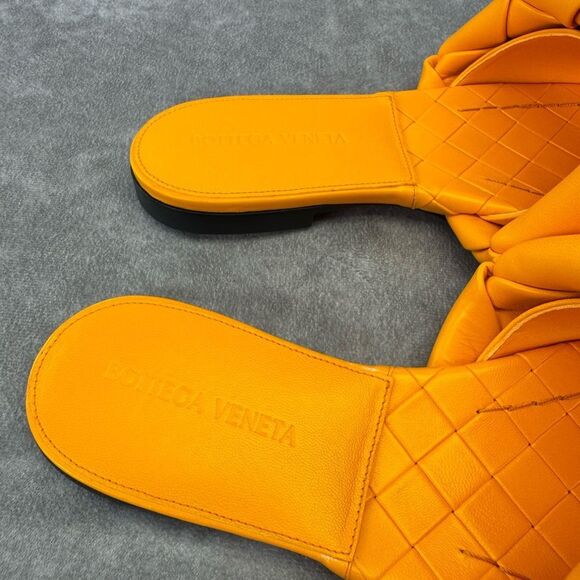 Bottega Veneta Lido Orange Woven Slide Maxi Flat Sandals NEW Lagoon Tangerine - Picture 9 of 14